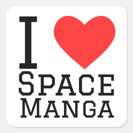 Sticker Carré J'aime le manga spatial (Devant)