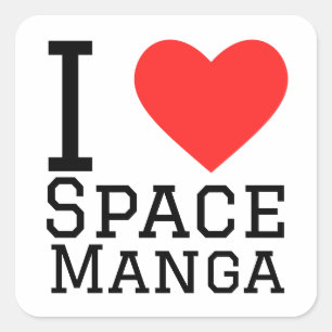 Sticker Carré J'aime le manga spatial