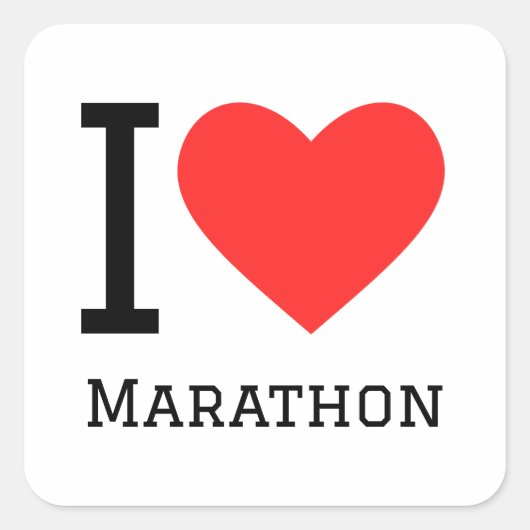 Sticker Carré J'aime le marathon (Devant)
