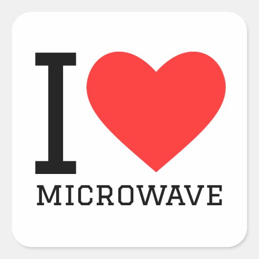 Sticker Carré J'aime le micro-ondes (Devant)
