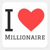 Sticker Carré J'aime le millionnaire (Devant)