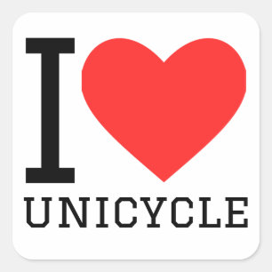 Sticker Carré J'aime le monocycle