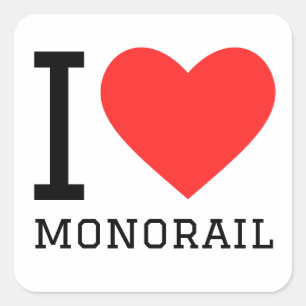 Sticker Carré J'aime le monorail