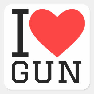 Sticker Carré J'aime le pistolet