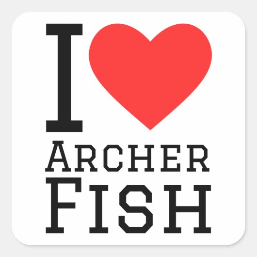 Sticker Carré J'aime le poisson archer (Devant)
