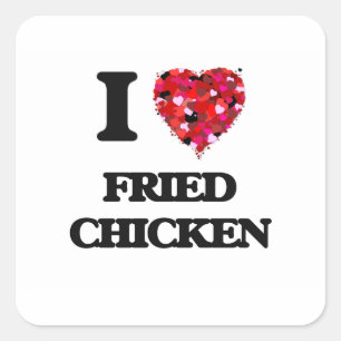 Sticker Carré J'aime le poulet frit