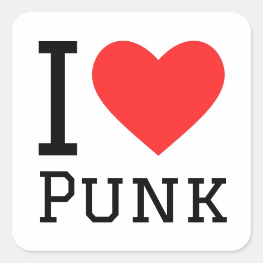 Sticker Carré J'aime le punk (Devant)