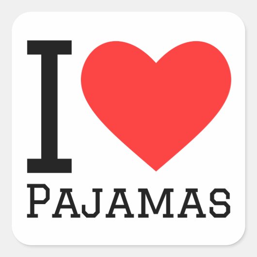 Sticker Carré J'aime le pyjama (Devant)