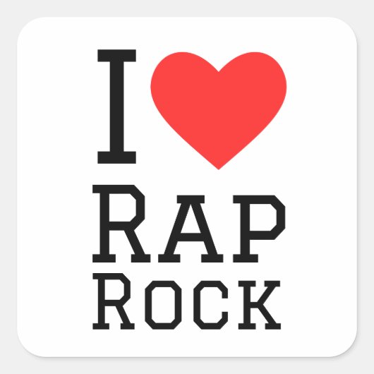 Sticker Carré J'aime le rap rock (Devant)