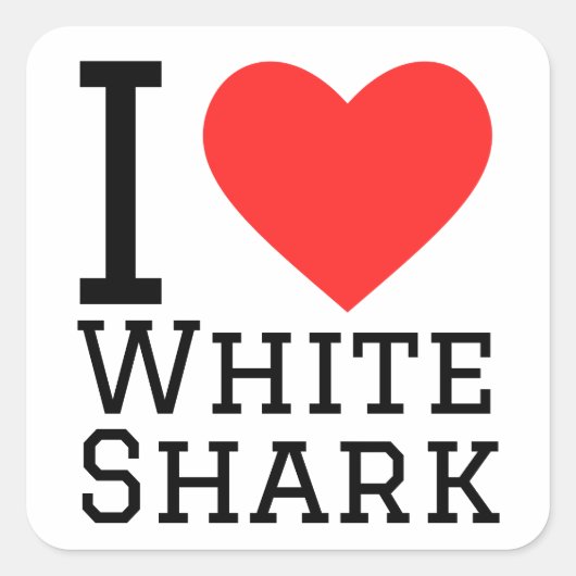Sticker Carré J'aime le requin blanc (Devant)