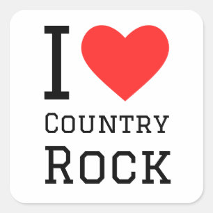Sticker Carré J'aime le rock country