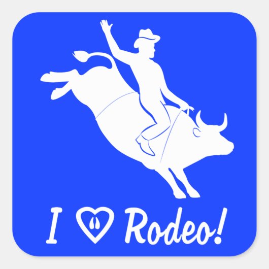 Sticker Carré J'Aime Le Rodéo ! Bull Riding (Devant)