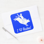 Sticker Carré J'Aime Le Rodéo ! Bull Riding (Enveloppe)