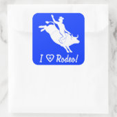 Sticker Carré J'Aime Le Rodéo ! Bull Riding (Sac)