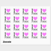 Sticker Carré J'aime le rose (Feuille)