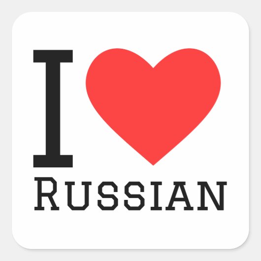 Sticker Carré J'aime le russe (Devant)
