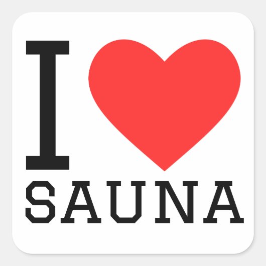 Sticker Carré J'aime le sauna (Devant)