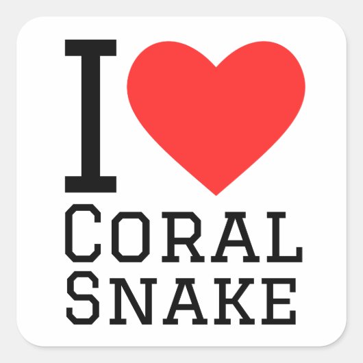 Sticker Carré J'aime le serpent corail (Devant)
