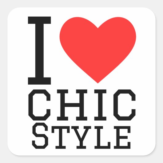 Sticker Carré J'aime le style chic (Devant)
