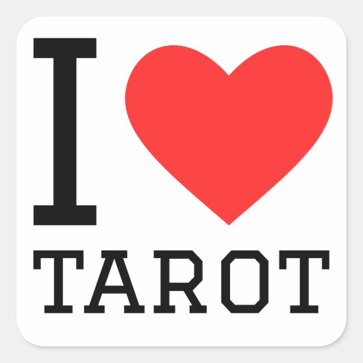 Sticker Carré J'aime le tarot (Devant)