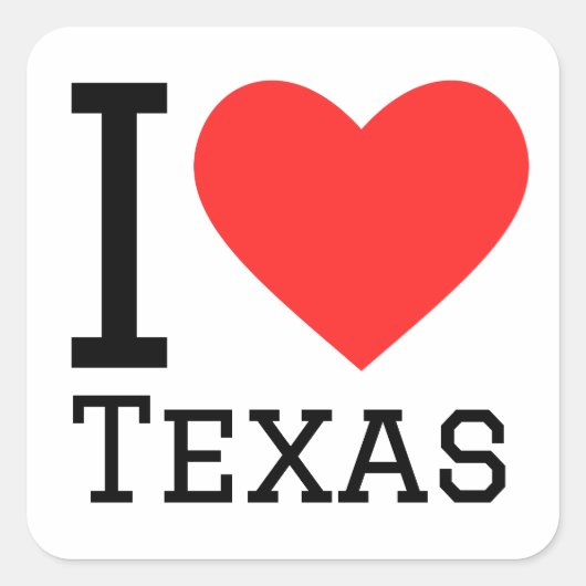 Sticker Carré J'aime le Texas (Devant)