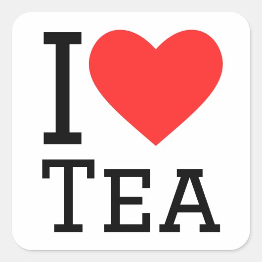 Sticker Carré J'aime le thé (Devant)