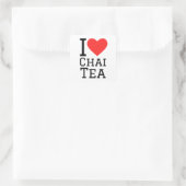 Sticker Carré J'aime le thé chai (Sac)