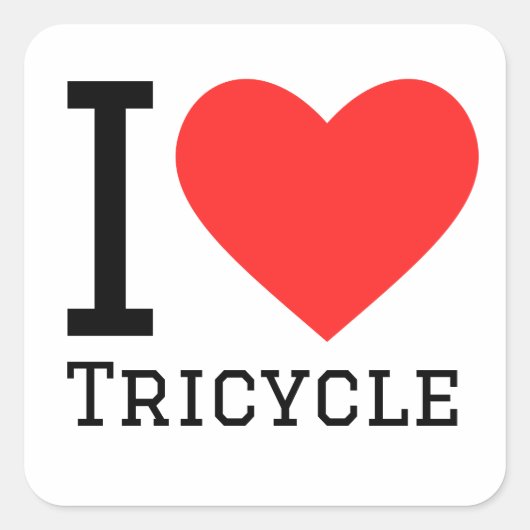 Sticker Carré J'aime le tricycle (Devant)