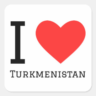 Sticker Carré J'aime le Turkménistan 