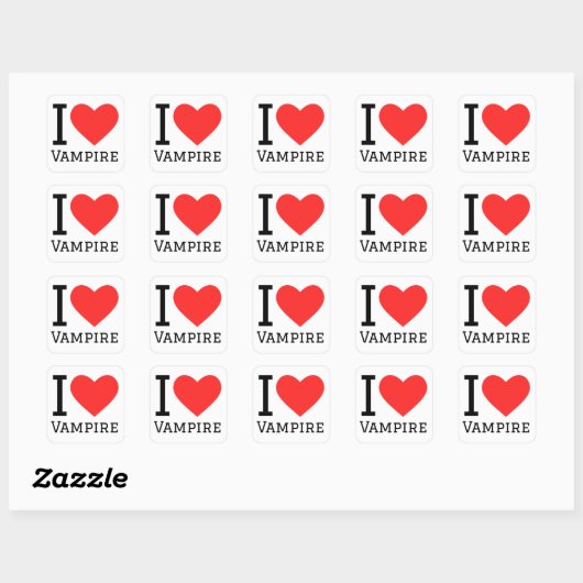 Sticker Carré J'aime le vampire (Feuille)