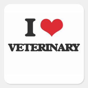 Sticker Carré J'aime le vétérinaire
