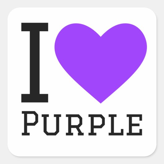 Sticker Carré J'aime le violet (Devant)