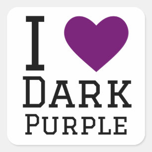 Sticker Carré J'aime le violet foncé