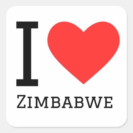 Sticker Carré J'aime le zimbabwe (Devant)