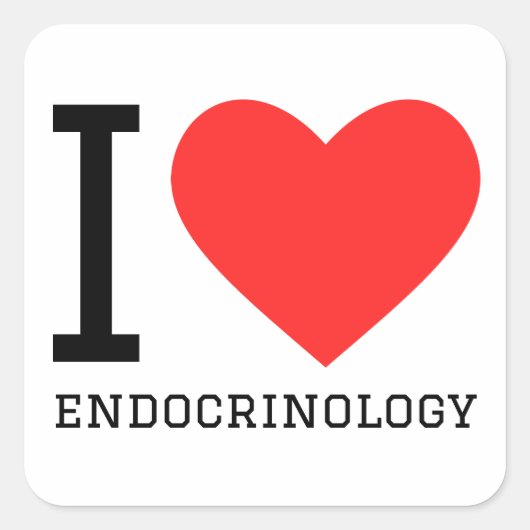 Sticker Carré J'aime l'endocrinologie (Devant)
