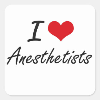 Sticker Carré J'aime les anesthésistes Design artistique
