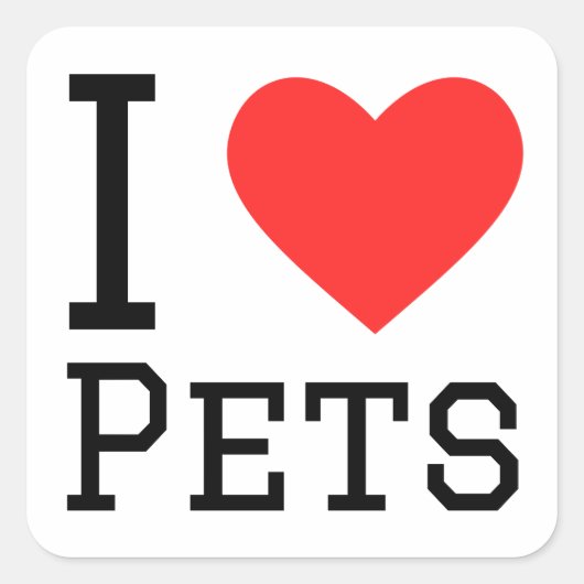 Sticker Carré J'aime les animaux (Devant)
