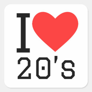 Sticker Carré J'aime les années 20