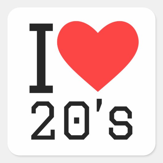Sticker Carré J'aime les années 20 (Devant)
