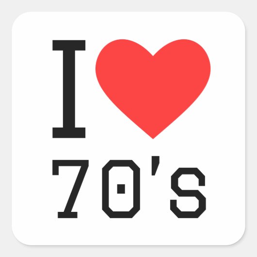 Sticker Carré J'aime les années 70 (Devant)