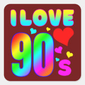 Sticker Carré j'aime les années 90 (Devant)