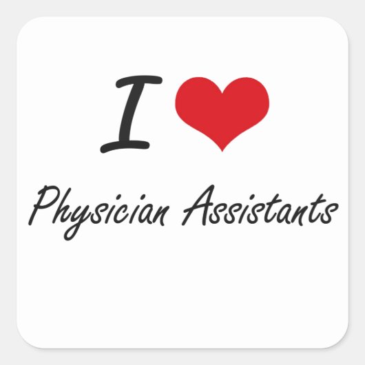 Sticker Carré J'aime les assistants médicaux (Devant)