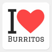 Sticker Carré J'aime les burritos (Devant)