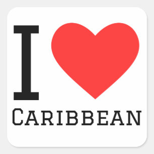 Sticker Carré J'aime les Caraïbes