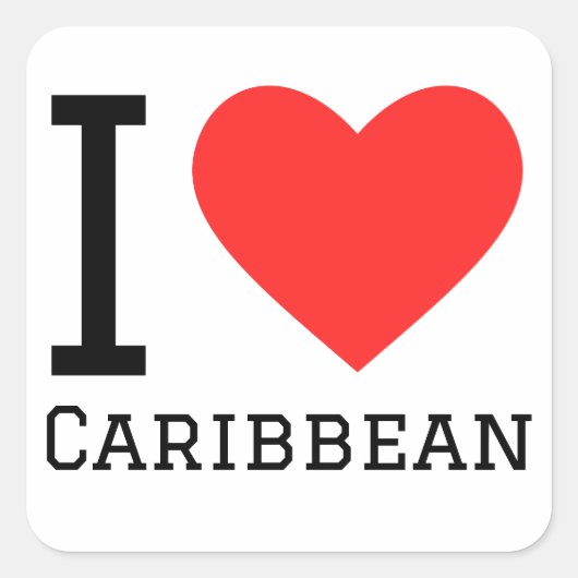 Sticker Carré J'aime les Caraïbes (Devant)