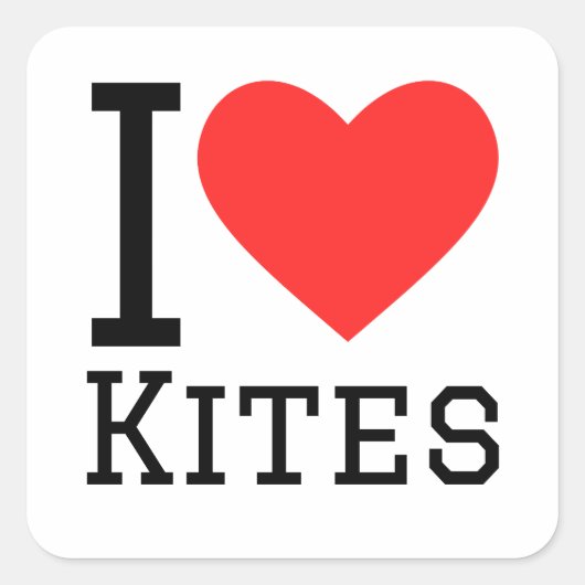 Sticker Carré J'aime les cerfs-volants (Devant)