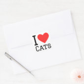 Sticker Carré J'aime les chats (Enveloppe)
