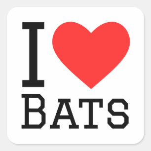 Sticker Carré J'aime les chauves-souris