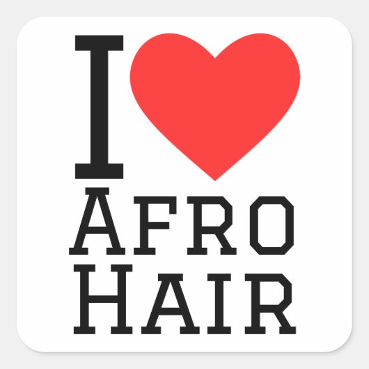 Sticker Carré J'aime les cheveux Afro (Devant)