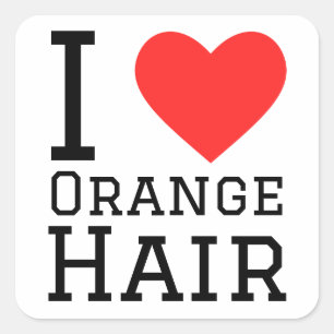 Sticker Carré J'aime les cheveux orange